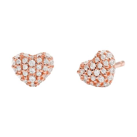 michael kors heart rose quartz & crystal stud earrings|Pavé Two.